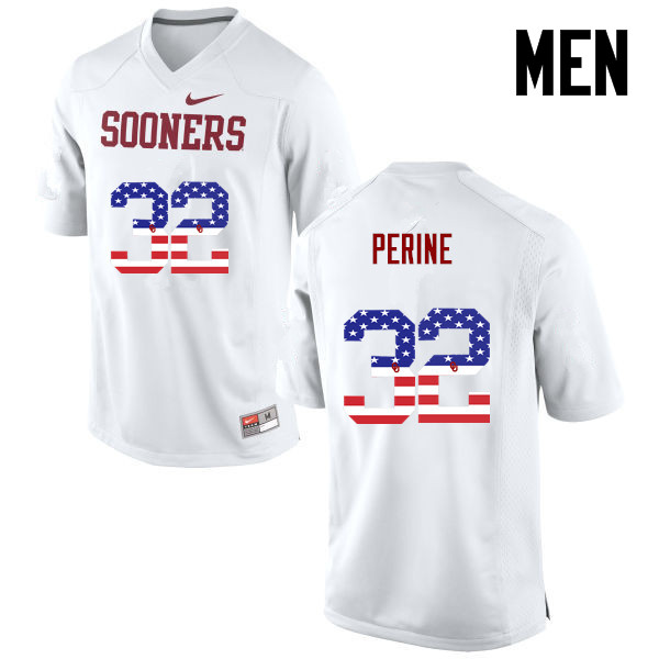 Men Oklahoma Sooners #32 Samaje Perine College Football USA Flag Fashion Jerseys-White - Click Image to Close